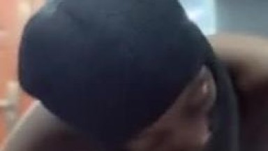 High school teen student in mask sucking new bf